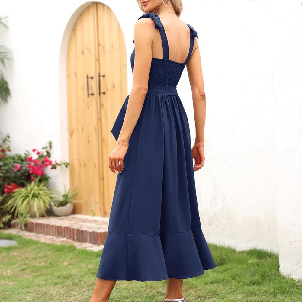Women’s Cocktail Dress, Midi, With Slit, Square Neck - Picture 4 of 6